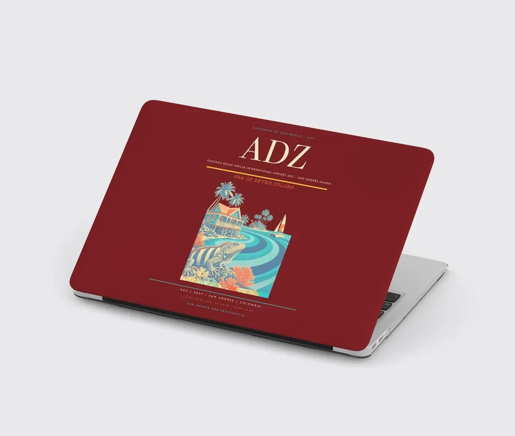 Gustavo Rojas Pinilla International Airport (ADZ) design on dark red MacBook case