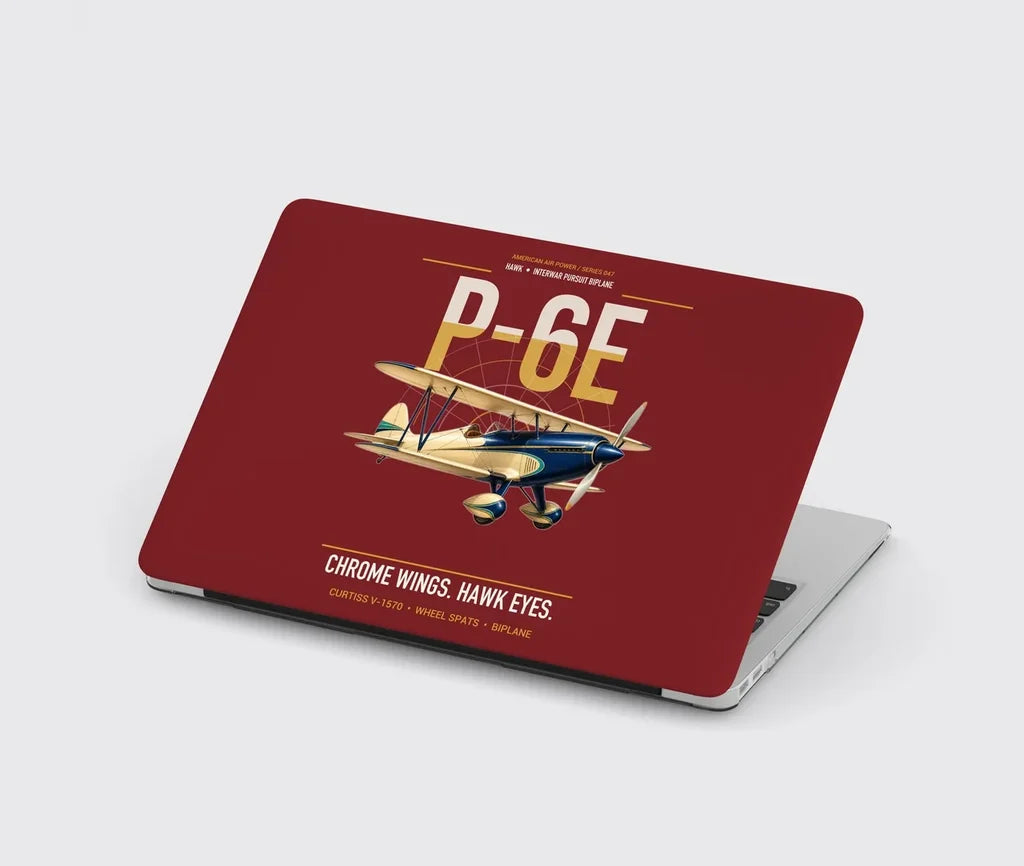 Curtiss P-6E Hawk design on dark red MacBook case