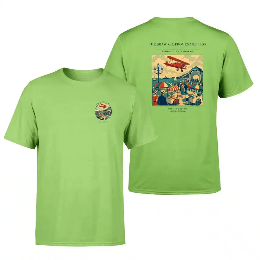 VINTAGE G4476 - The Seawall Promenade Pass - Double-Side T-Shirt design on lightgreen double side t shirt