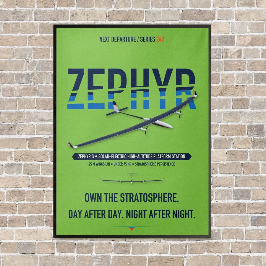 Airbus Zephyr S vertical canvas print - framed - light green background