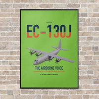 Thumbnail for EC-130J Commando Solo III vertical canvas print - framed - light green background