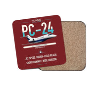 Thumbnail for Pilatus PC-24 design on dark red 1 piece coaster