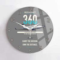 Thumbnail for Beechcraft King Air 360 design on gray no frame wall clock