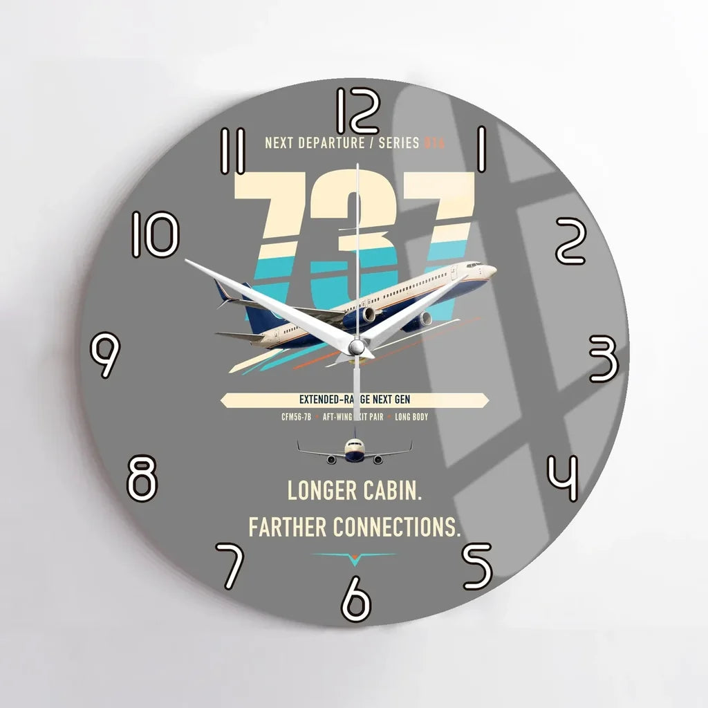 Boeing 737-900ER design on gray no frame wall clock