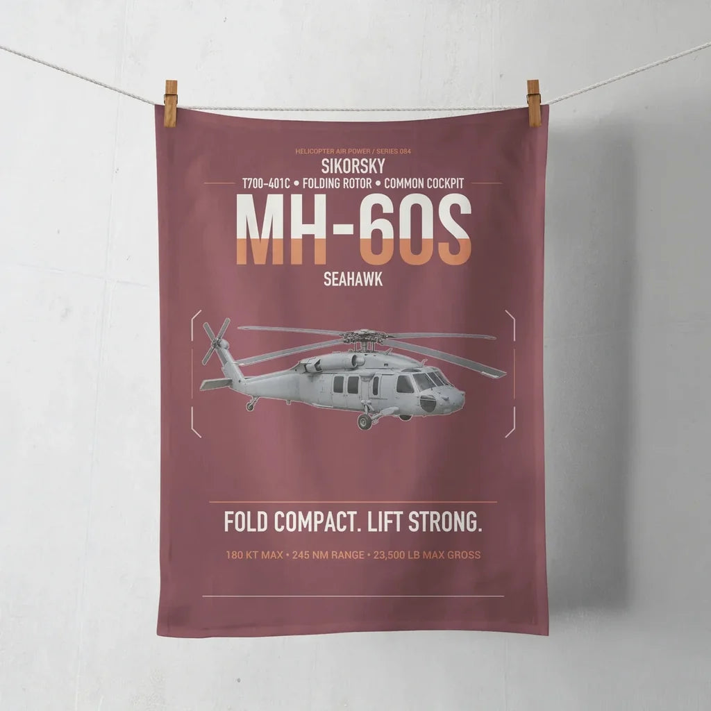 Sikorsky MH-60S Seahawk design on dark red towel