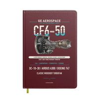 Thumbnail for CF6-50 design on dark red notebook