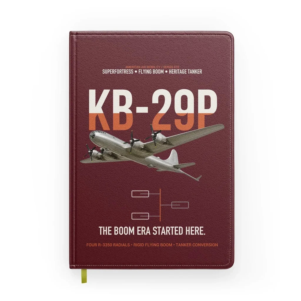 KB-29P SUPERFORTRESS design on dark red notebook