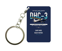 Thumbnail for DHC-3 Otter design on navy blue designed key chain, double-side print