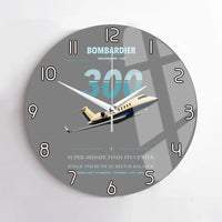 Thumbnail for Bombardier Challenger 300 design on gray no frame wall clock