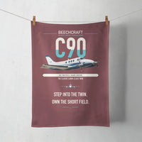 Thumbnail for Beechcraft King Air C90 design on dark red towel