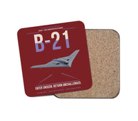 Thumbnail for B-21 Raider design on dark red 1 piece coaster