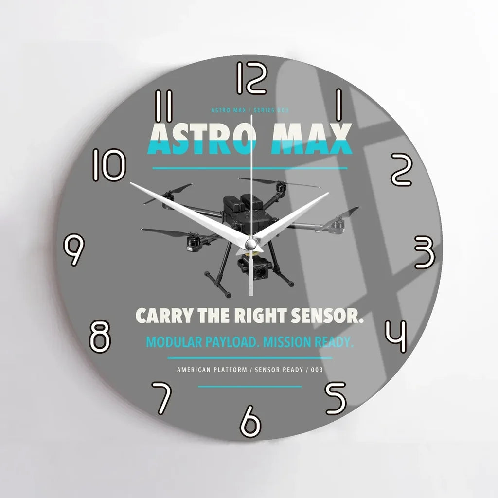 Freefly Astro Max design on gray no frame wall clock