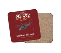Thumbnail for Sikorsky CH-53K King Stallion design on dark red 1 piece coaster