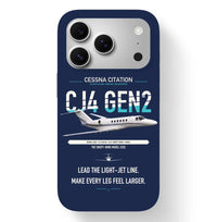 Thumbnail for Cessna Citation CJ4 Gen2 design on navy blue magsafe iphone case, for iPhone 17 Pro