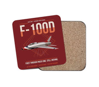 Thumbnail for F-100D Super Sabre design on dark red 1 piece coaster
