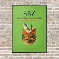 Thumbnail for Sibiu International Airport SBZ vertical canvas print - framed - light green background