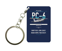 Thumbnail for Pilatus PC-6 Porter design on navy blue designed key chain, double-side print