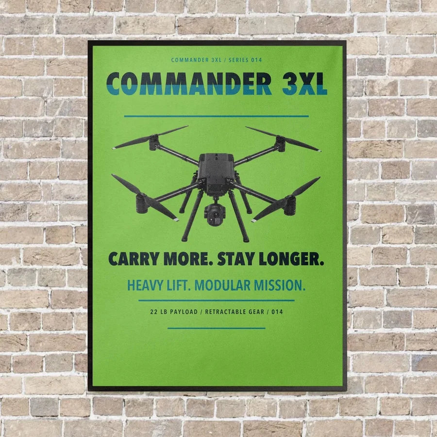 Draganfly Commander 3XL vertical canvas print - framed - light green background