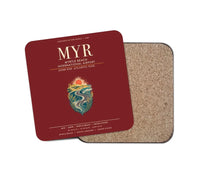 Thumbnail for Myrtle Beach International Airport (MYR) design on dark red 1 piece coaster