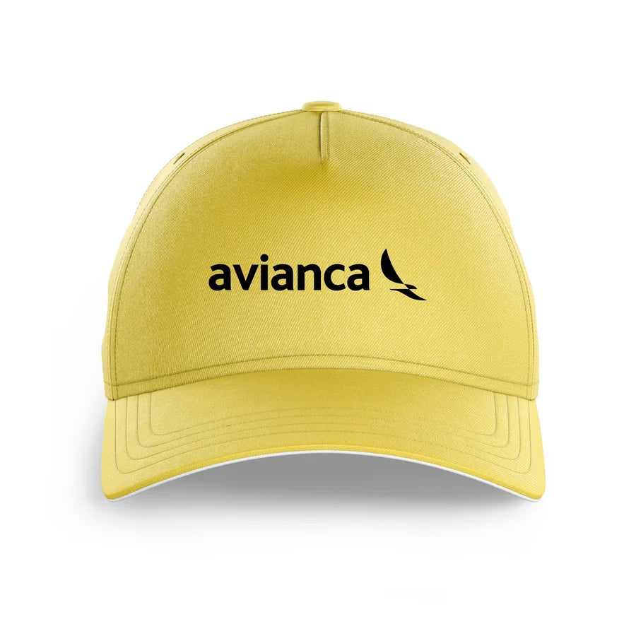Avianca Airlines logo printed on yellow cap