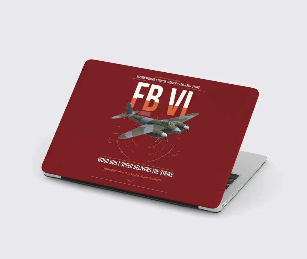 de Havilland Mosquito FB VI design on dark red MacBook case