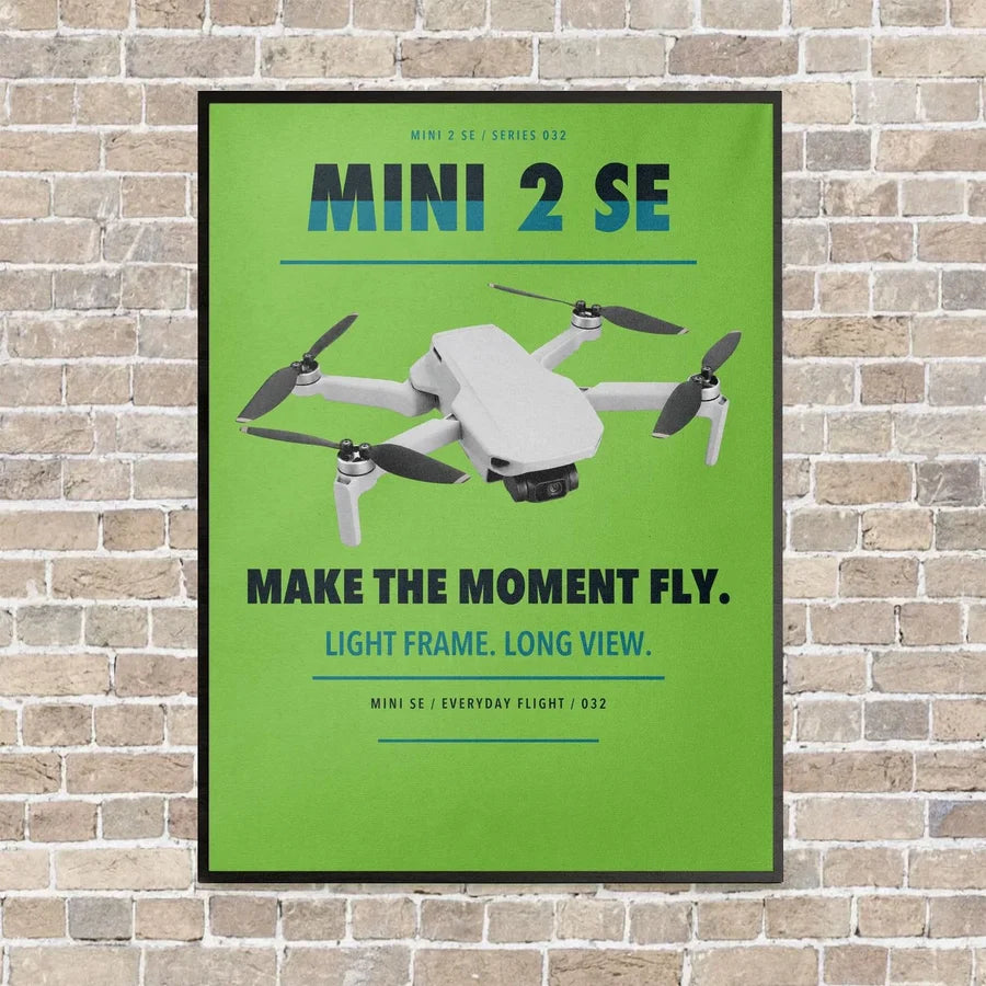 DJI Mini 2 SE vertical canvas print - framed - light green background