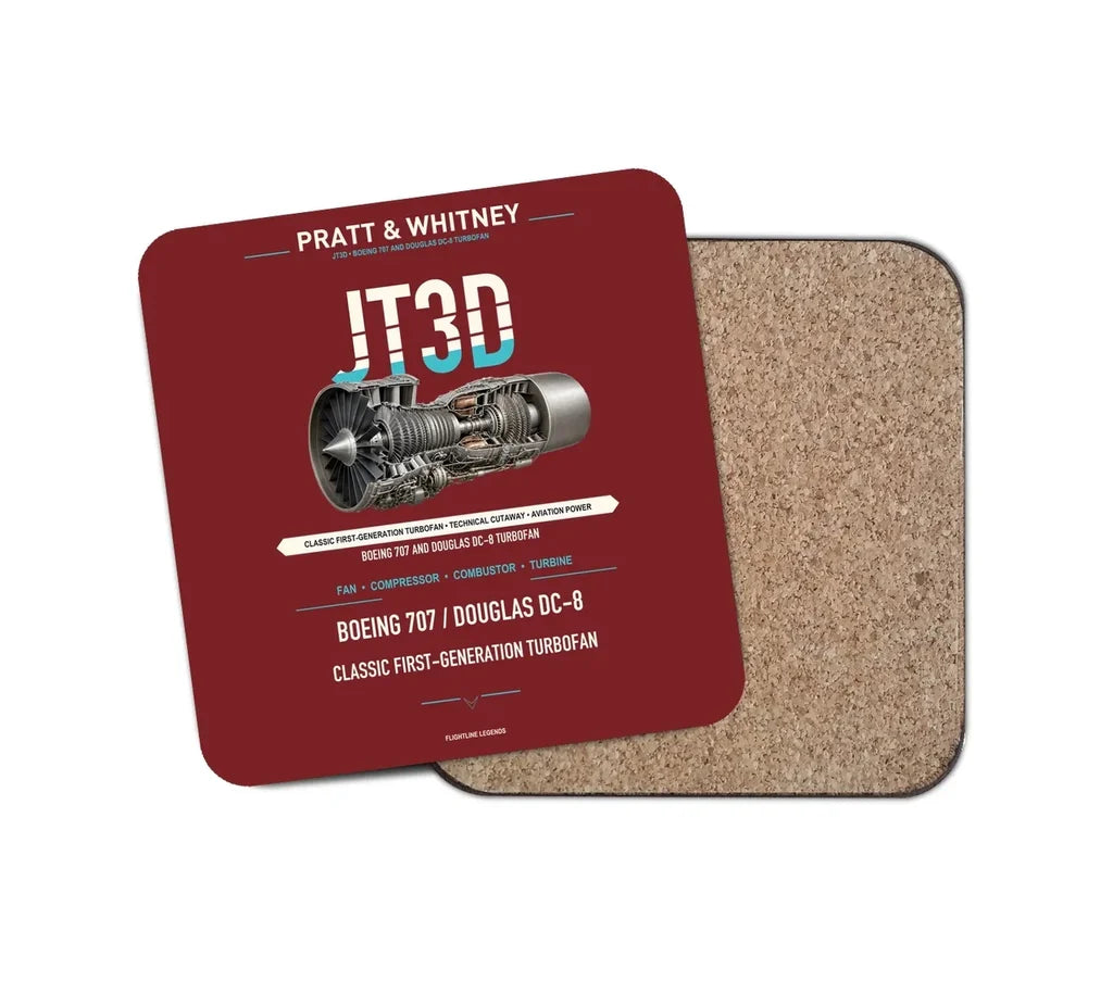 JT3D design on dark red 1 piece coaster