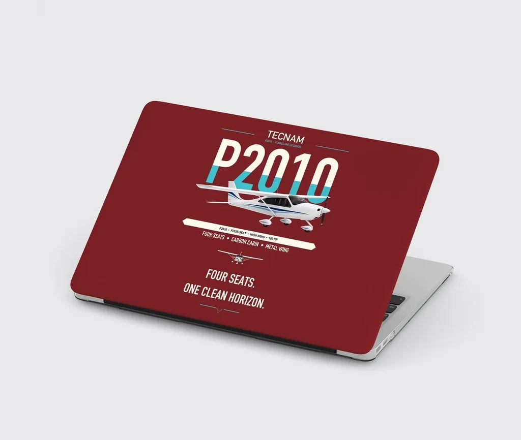 Tecnam P2010 design on dark red MacBook case