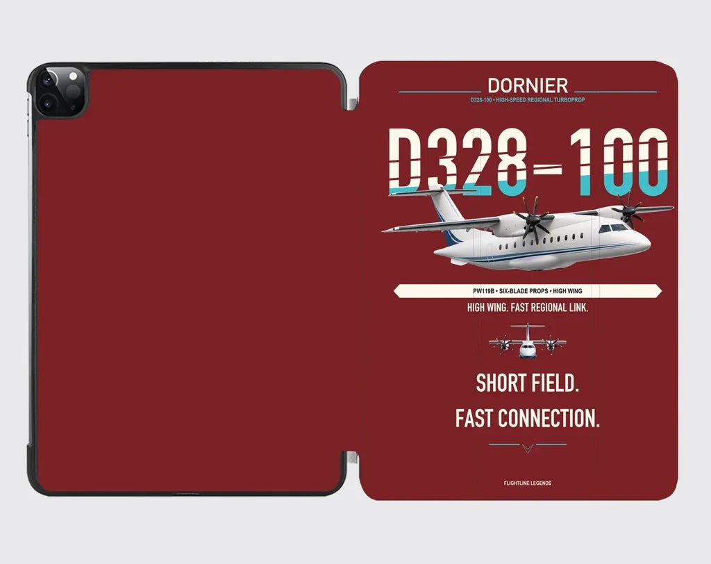 Dornier D328-100 design on dark red ipad tablet case