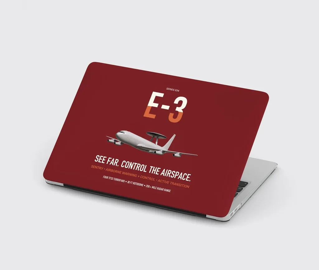 E-3 Sentry AWACS design on dark red MacBook case