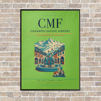Thumbnail for Chambéry-Savoie Airport CMF vertical canvas print - framed - light green background
