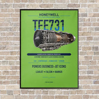 Thumbnail for TFE731 vertical canvas print - framed - light green background