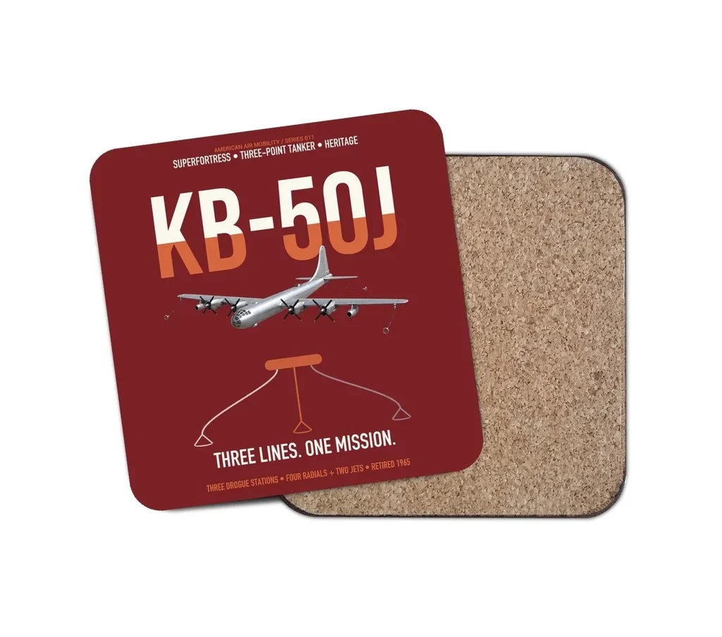 KB-50J Superfortress design on dark red 1 piece coaster