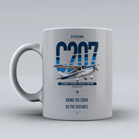 Thumbnail for Cessna T207A Stationair 8 design on light gray ceramic mug, double-side print
