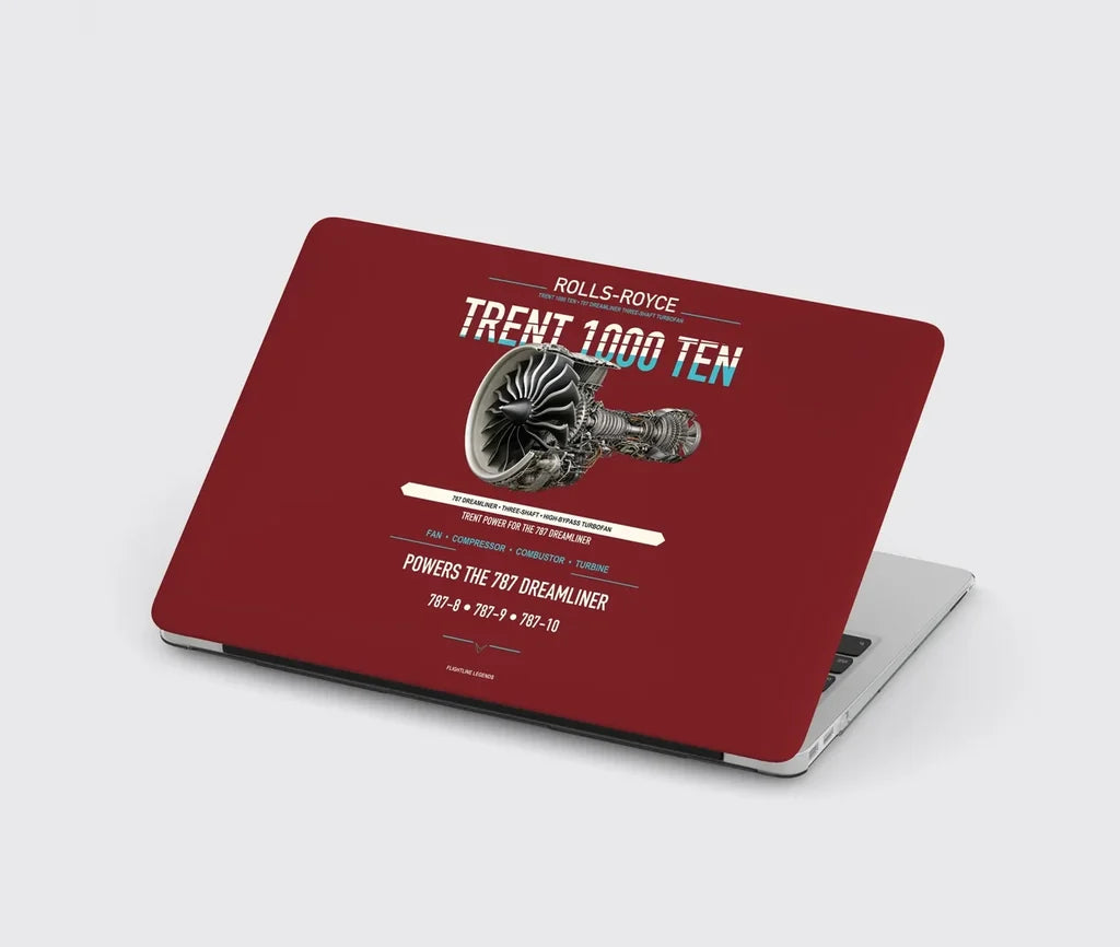 TRENT 1000 TEN design on dark red MacBook case