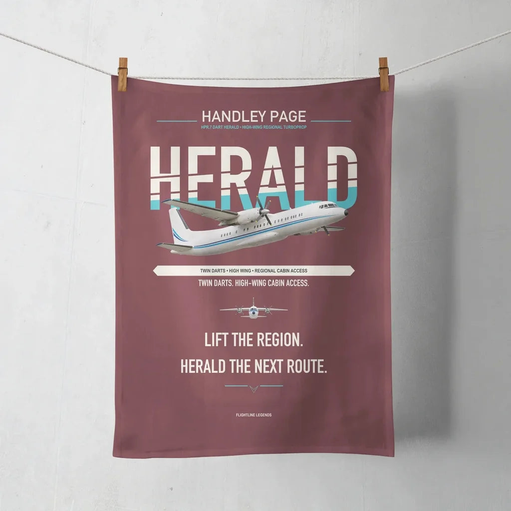 Handley Page HPR.7 Dart Herald design on dark red towel