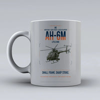 Thumbnail for MD AH-6M Little Bird design on light gray ceramic mug, double-side print