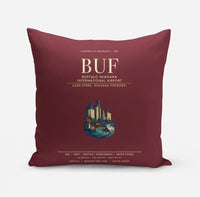 Thumbnail for Buffalo Niagara International Airport (BUF) design on dark red pillow