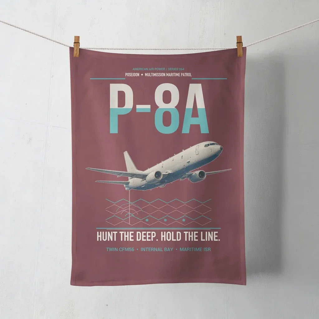 P-8A Poseidon design on dark red towel