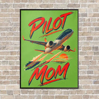 Thumbnail for Pilot Mom vertical canvas print - framed - light green background