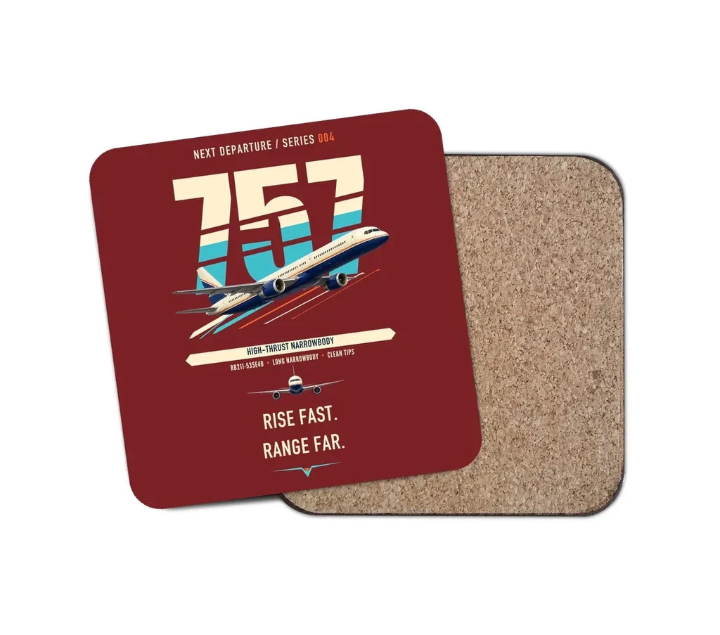 Boeing 757-200 design on dark red 1 piece coaster