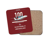 Thumbnail for Fokker 100 design on dark red 1 piece coaster