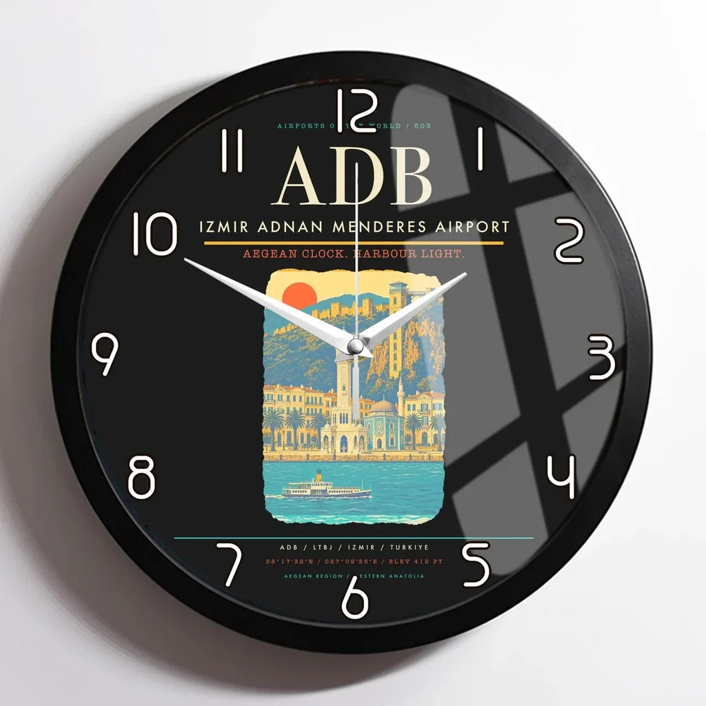 Izmir Adnan Menderes Airport ADB Wall-Clock Framed - Black