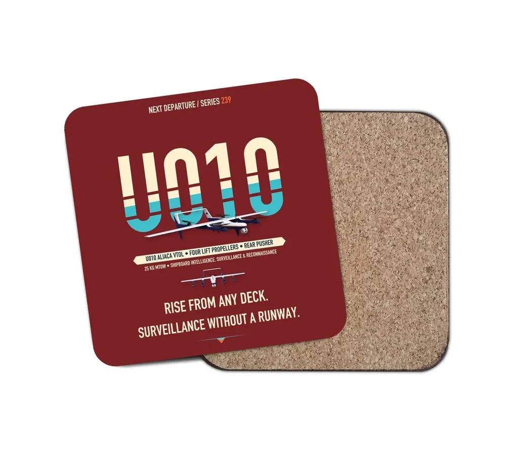 Airbus U010 Aliaca VTOL design on dark red 1 piece coaster