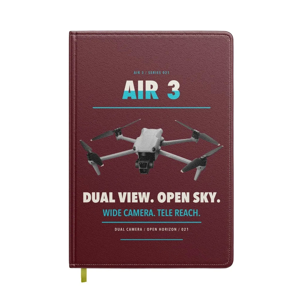 DJI Air 3 design on dark red notebook
