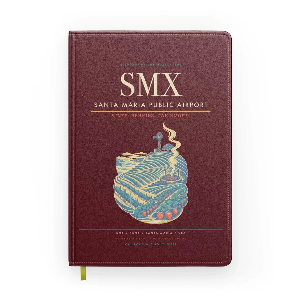 Santa Maria Public Airport (SMX) design on dark red notebook