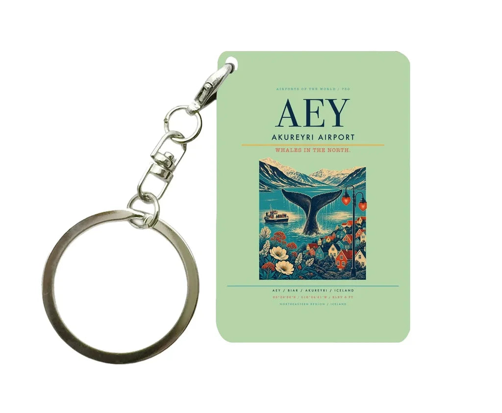 Akureyri Airport (AEY) design on light green key chain