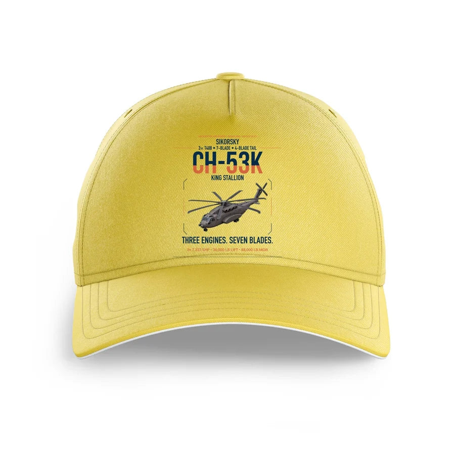 Sikorsky CH-53K King Stallion design on yellow printed hat