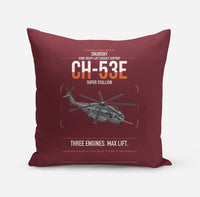 Thumbnail for Sikorsky CH-53E Super Stallion design on dark red pillow