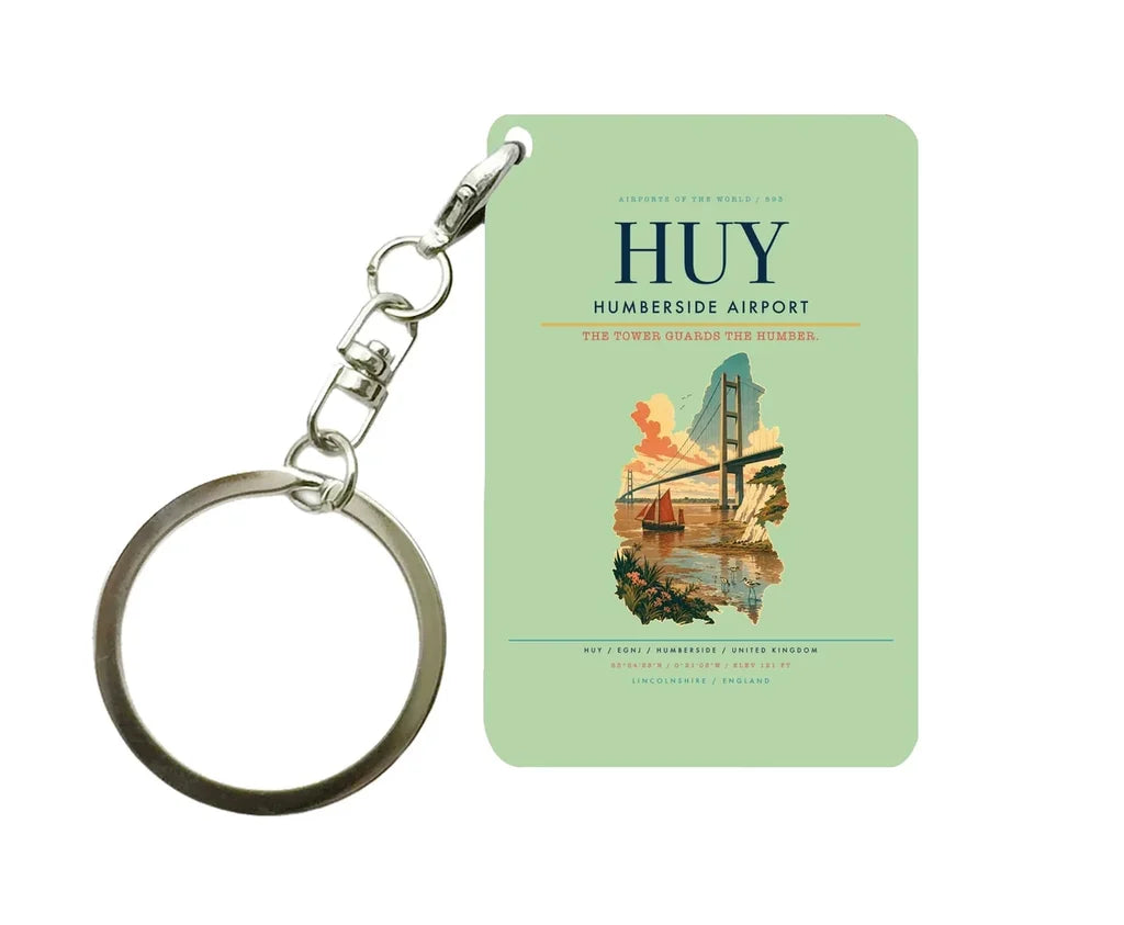 Humberside Airport (HUY) design on light green key chain